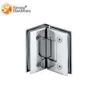 SH-90AD Square orthogonal camber double side, Stainless steel/brass glass door hinge